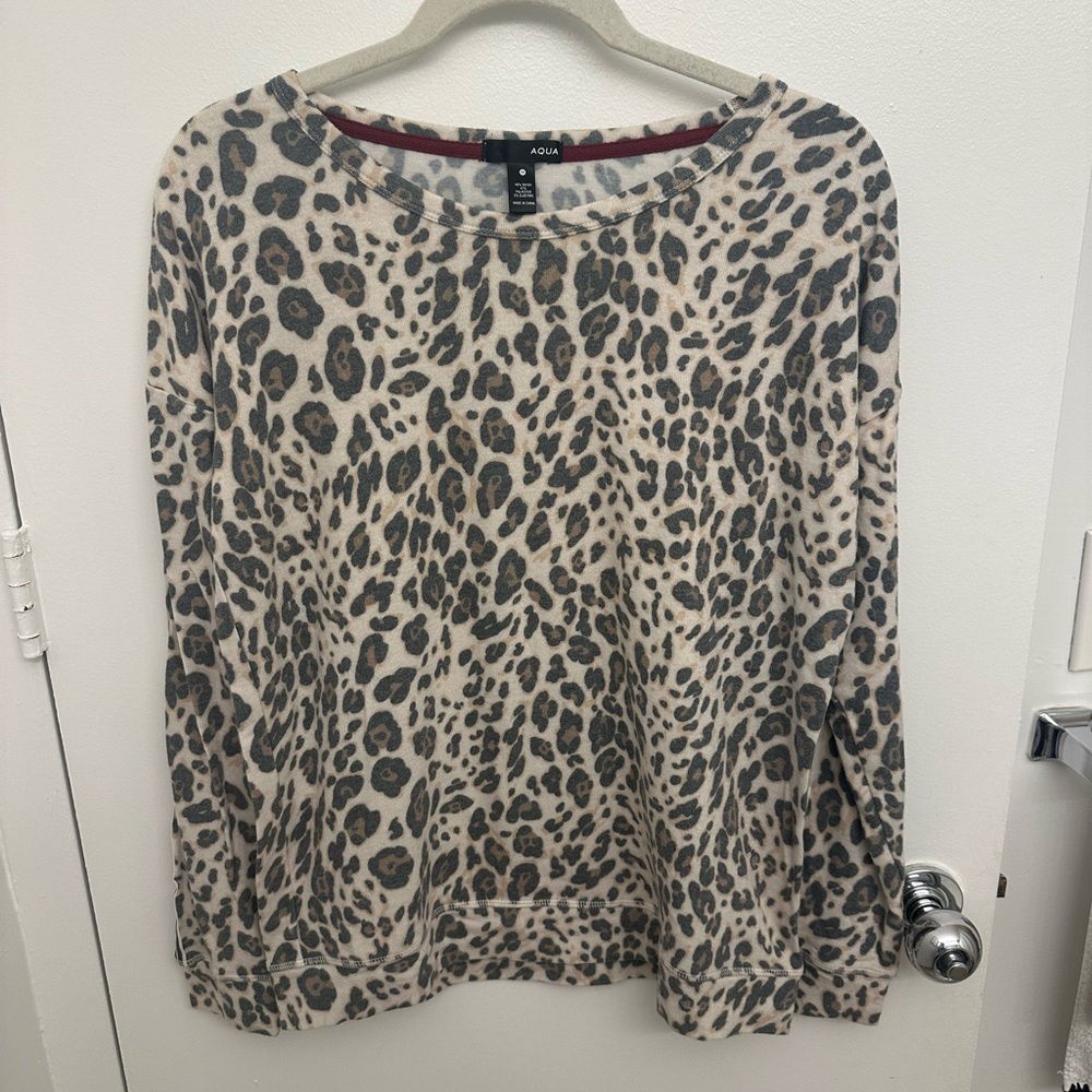 AQUA LEOPARD PRINT SHIRT